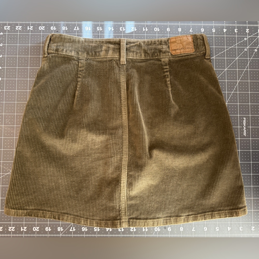 American Eagle Outfitters Olive Green Corduroy A-Line Mini Skirt - Picture 2 of 8